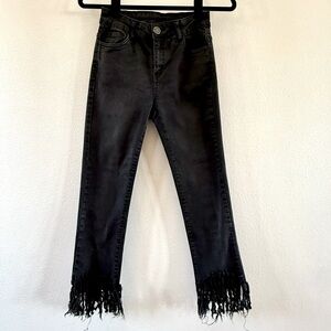 Fringe Hem Black Jeans